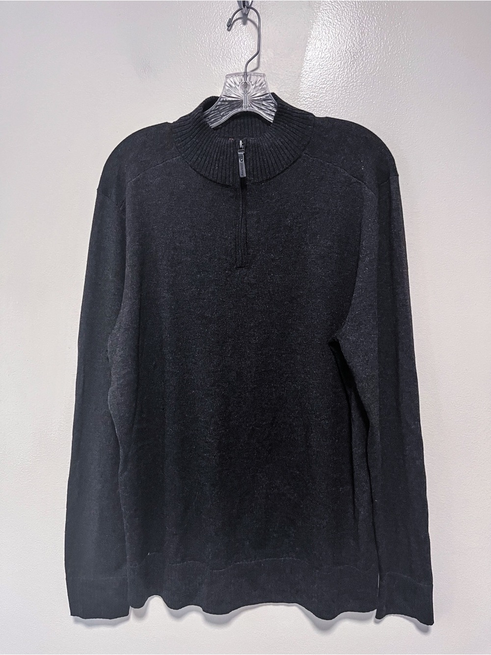 Smartwool Sparwood Gray Charcoal 1/4 Zip Wool Blend Sweater Mock Neck Large